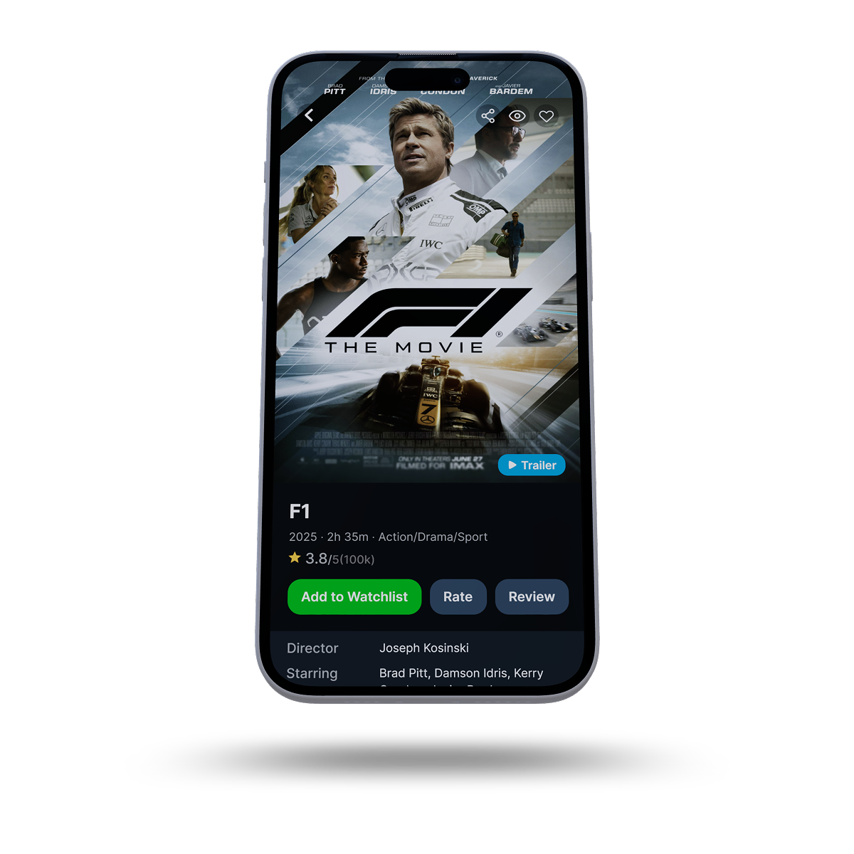 Letterboxd redesign hero: cinematic dark background with redesigned mobile app mockup showing movie detail page